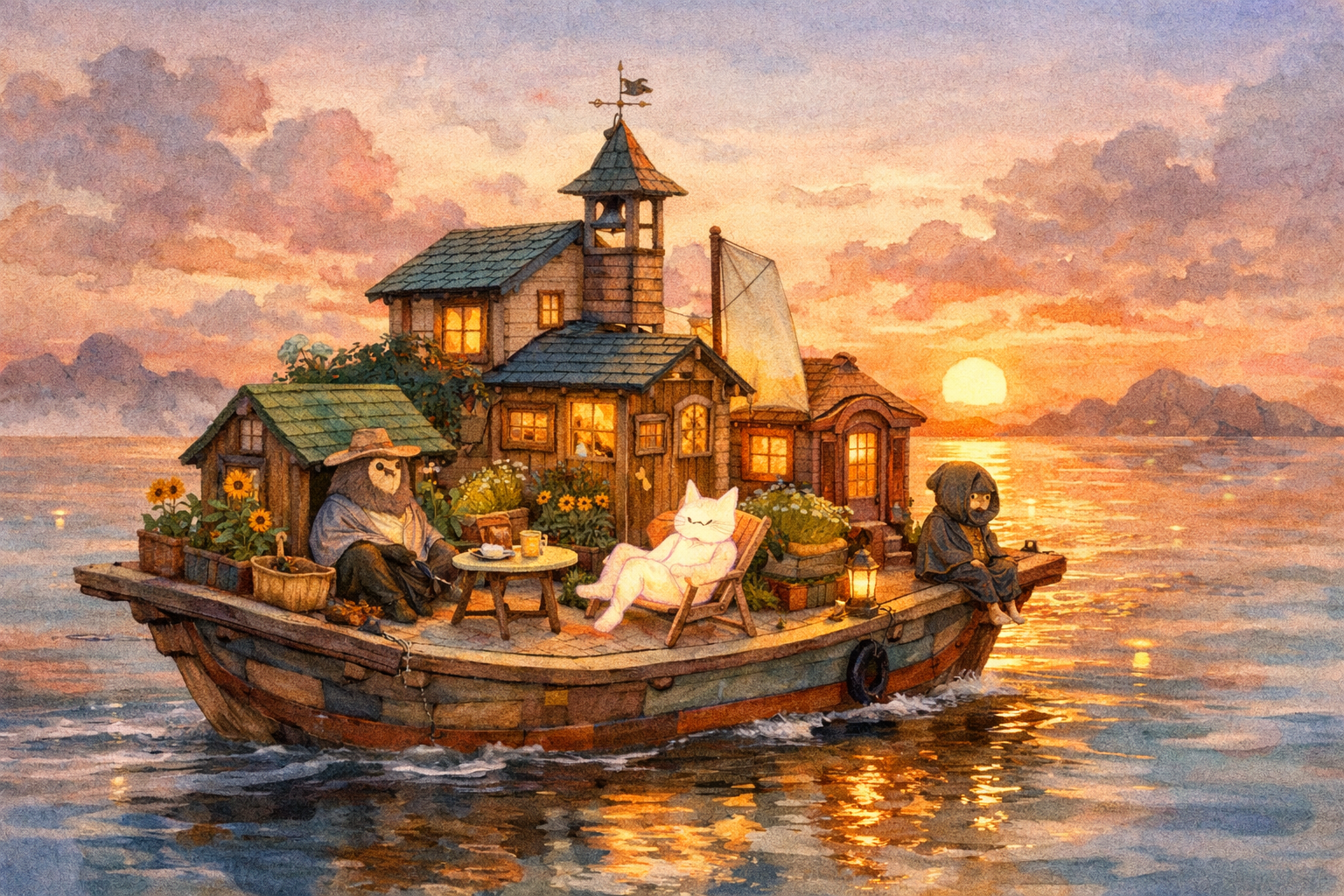 Spiritfarer gemi yonetimi ve denizde yolculuk manzarasi